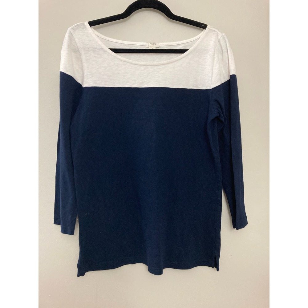J. Crew Navy and White Colorblock Blouse